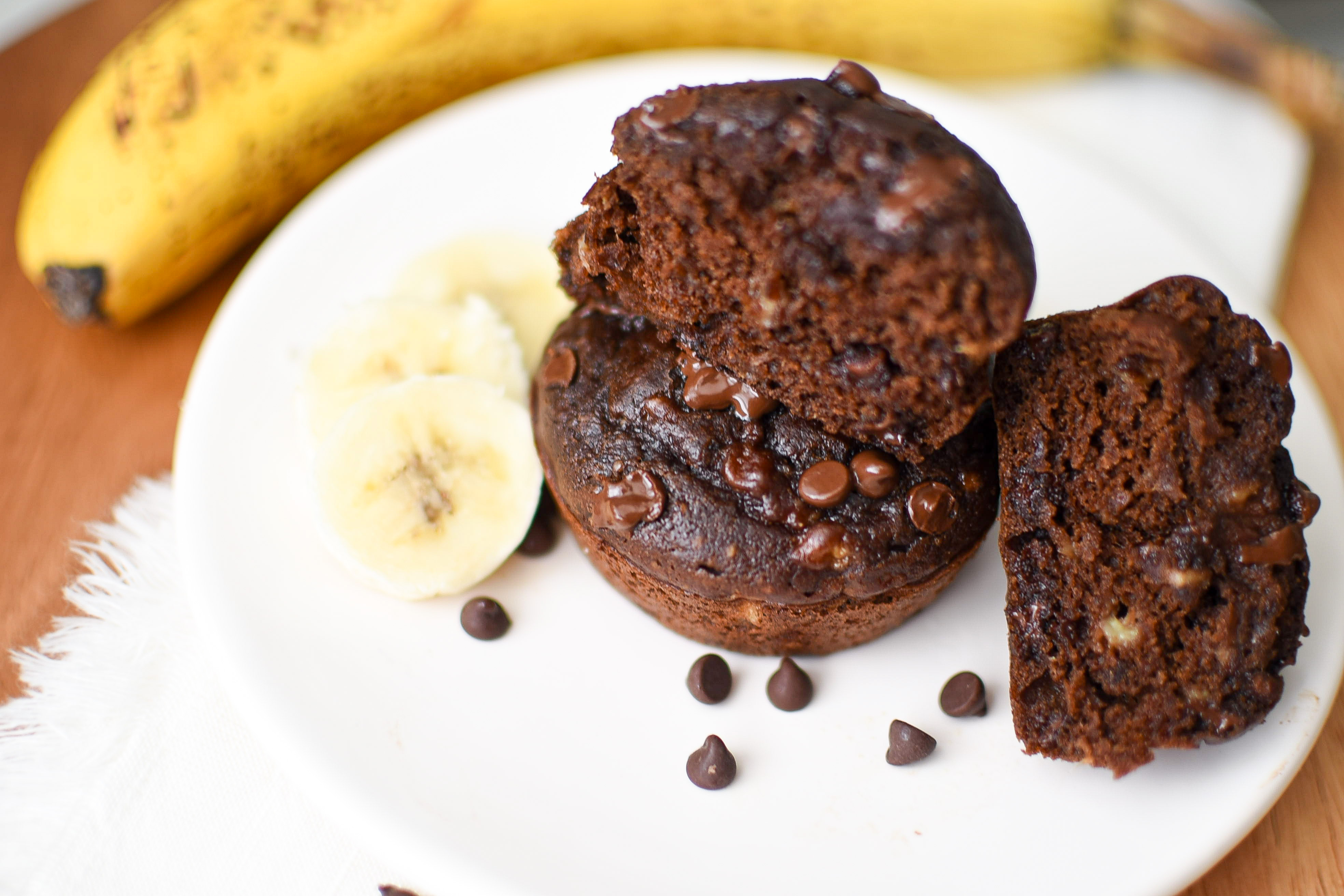 These chocolate chip muffins should come with a warning! They are so incredibly tasty,  you'd never know there is NO refined sugar in them.